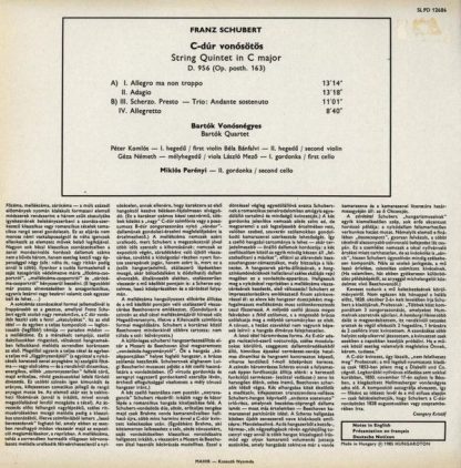 Hungaroton SLPD 12686 - Schubert String Quartet In C Major D. 95 - Image 2