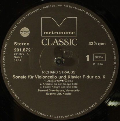 Metronome Classic 201.872 - Sonate Für Violoncello Und Klavier / - Image 3