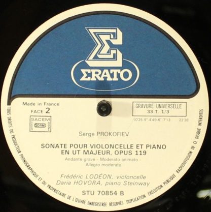 Erato STU 70854 - Deux Sonates Pour Violoncelle & Piano - Image 6