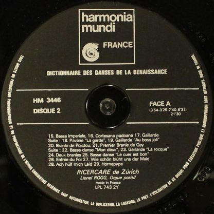 Harmonia Mundi HM 3446 - Dictionnaire Des Danses De La Renaissan - Image 10