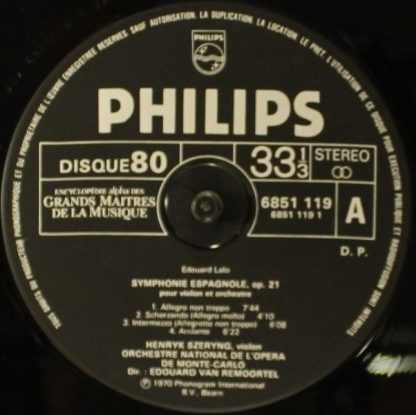 Philips 6851 119 - Symphonie Espagnole Op. 21 / Tzigane / Elégie - Image 3