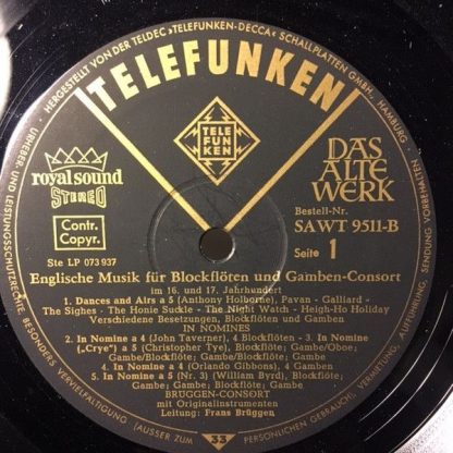Telefunken SAWT 9511-B - Englische Musik Für Blockflöten Und Gam - Image 2