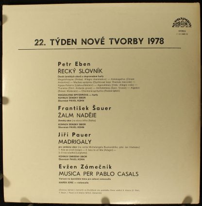 Supraphon 1 19 2408 - 22. Týden Soudobé Tvorby 1978 - Řecký Slov - Image 2