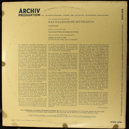 Archiv Produktion 14070 - Concerto Per Il Violoncello Obligato O - Image 2