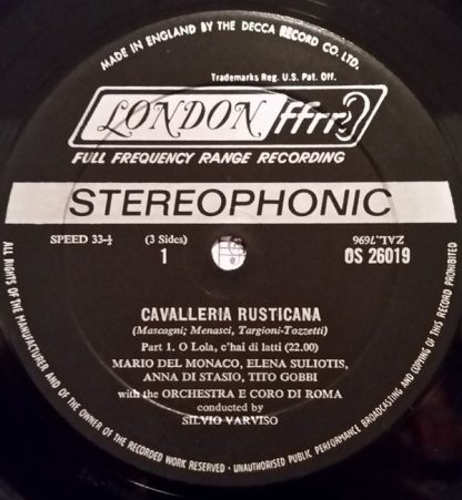 London Records OSA 1266 - Cavalleria Rusticana / Elena Souliotis - Image 2