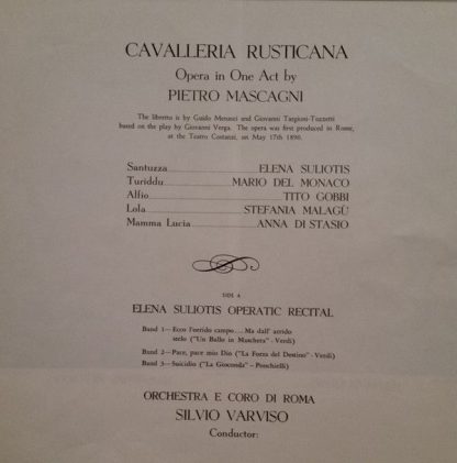 London Records OSA 1266 - Cavalleria Rusticana / Elena Souliotis - Image 3