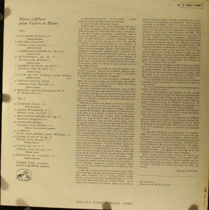EMI 2C 053-11641 - Pièces Célèbres Pour Violon & Piano - Image 2