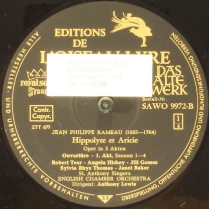 Das Alte Werk SAWO 9972/74-B - Hippolyte et Aricie - Lyrische Tr - Image 6