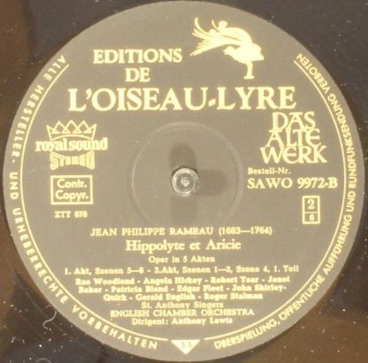 Das Alte Werk SAWO 9972/74-B - Hippolyte et Aricie - Lyrische Tr - Image 7