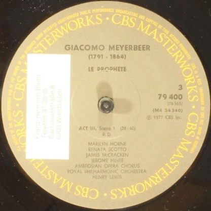 CBS Masterworks 79400 - Le Prophete - Image 6