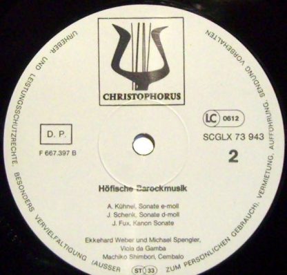 Christophorus SCGLX 73 943 - Höfische Barockmusik Für 2 Gamben u - Image 3