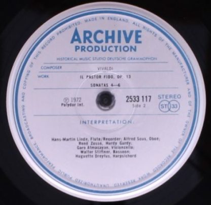 Archiv Produktion 2533 117 - 6 Sonaten Op. 13 »Il Pastor Fido« - Image 5