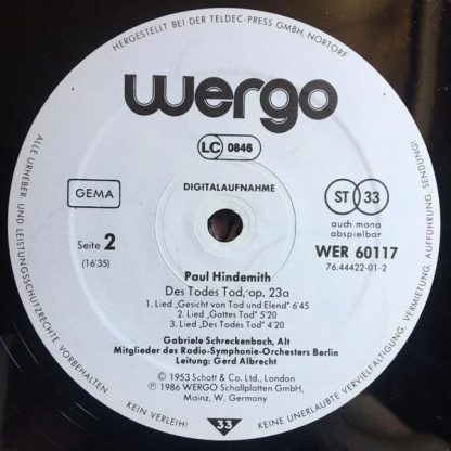 WERGO WER 60117 - Die Junge Magd / Des Todes Tod - Image 4