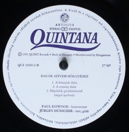 Quint Records Quintana 103012 - Dalok Szívem Hölgyéhez (Songs To - Image 4