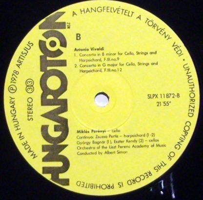 Hungaroton SLPX 11872-B - Vivaldi Cello Concerti - Image 3