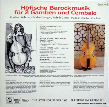 Christophorus SCGLX 73 943 - Höfische Barockmusik Für 2 Gamben u - Image 2