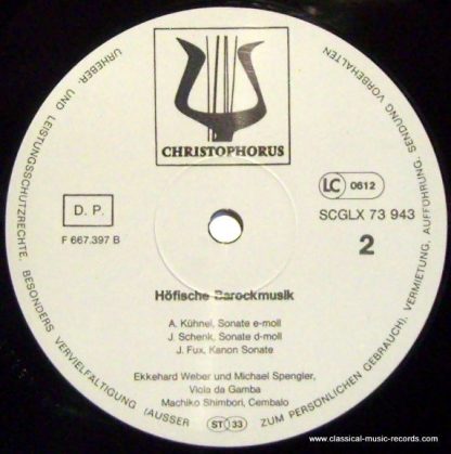 Christophorus SCGLX 73 943 - Höfische Barockmusik Für 2 Gamben u - Image 3