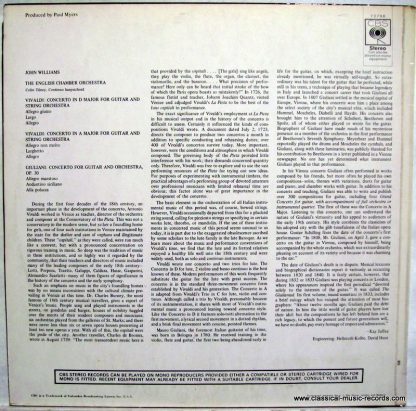 CBS CBS 72798 - Vivaldi: Guitar Concertos In D Major And A Major - Image 2