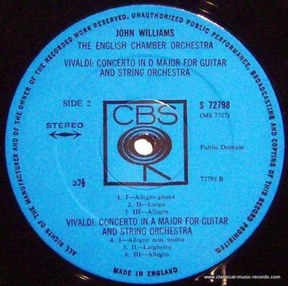 CBS CBS 72798 - Vivaldi: Guitar Concertos In D Major And A Major - Image 3