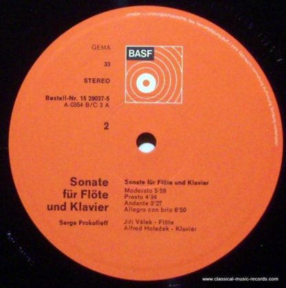 BASF 15 29037-5 - Quintett D-moll Op. 39; Sonate Für Flöte Und K - Image 3