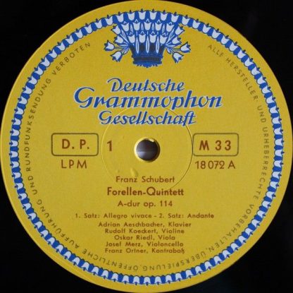 Deutsche Grammophon 18072 LPM - Forellen-Quintett A-Dur Op.114 - Image 3