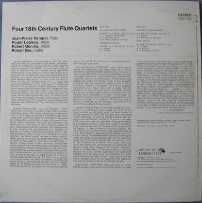 L'Oiseau-Lyre OLS 132 - Four 18th Century Flute Quartets - Image 2