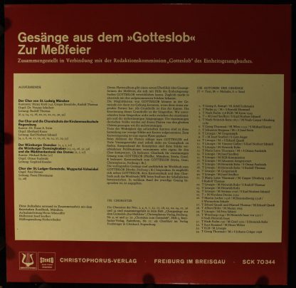 Christophorus SCK 70344 - Gesänge aus dem "Gotteslob" Zur Meßfei - Image 2