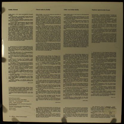 Qualiton SLPX 1259 - Choral Works 1 : Horatii Carmen • Cohors Ge - Image 5