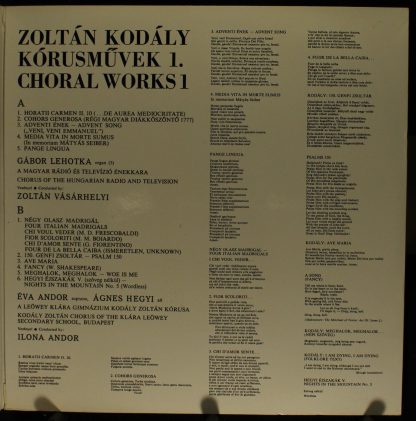 Qualiton SLPX 1259 - Choral Works 1 : Horatii Carmen • Cohors Ge - Image 2