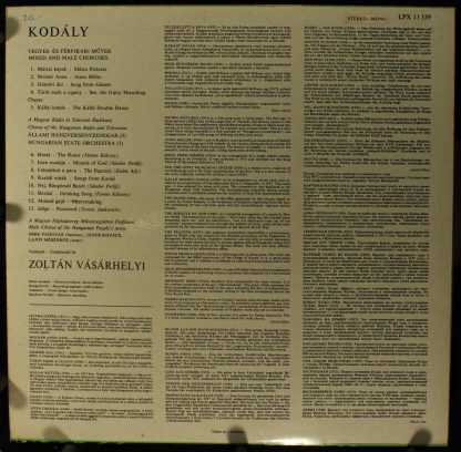 Qualiton SLPX 11339 - Choral Works 3 (Mixed and Male Choruses) - Image 2