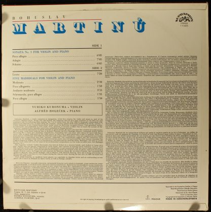 Supraphon 1 11 0575 - Sonata No. 3 For Violin And Piano / Five M - Image 2