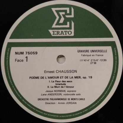 Erato NUM 75059 - Poème De L'Amour Et De La Mer • Chanson Perpét - Image 5