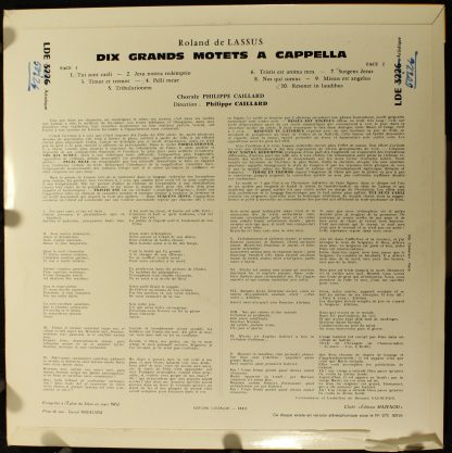 Erato STE 50126 - Dix Grands Motets A Cappella - Image 2