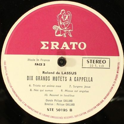 Erato STE 50126 - Dix Grands Motets A Cappella - Image 4