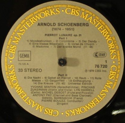 CBS Masterworks M 42072 - Pierrot Lunaire - Image 7