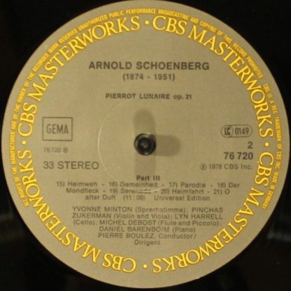 CBS Masterworks M 42072 - Pierrot Lunaire - Image 8