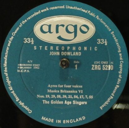 Argo RG 290 - Ayres For Four Voices - Image 3