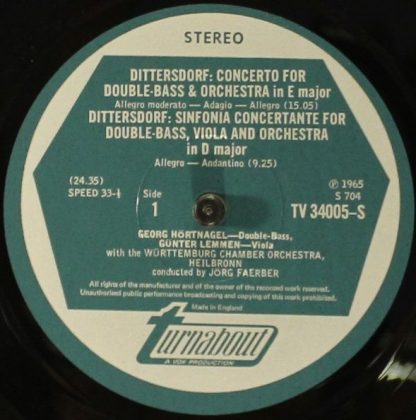 Turnabout TV 34005S - Concerto For Double-Bass In E Major / Conc - Image 3