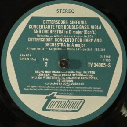 Turnabout TV 34005S - Concerto For Double-Bass In E Major / Conc - Image 4