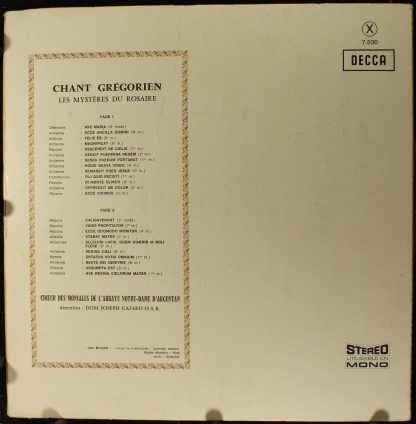DECCA 7.530 - Chant Grégorien - Les Mystéres Du Rosaire - Image 2