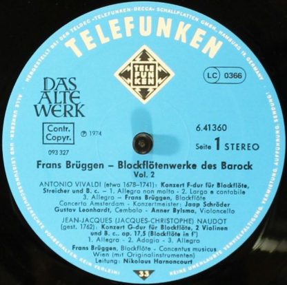 Telefunken 6.41360 AF - Blockflöten-Werke Des Barock, Vol. 2 - Image 3