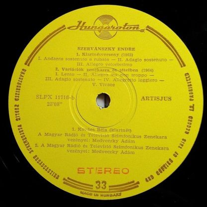 Hungaroton SLPX 11716 - Serenade For Clarinet / Song Of Dogs / C - Image 4