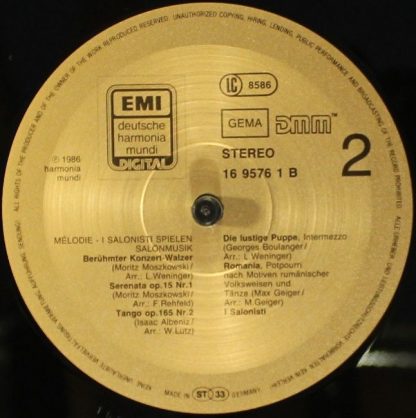 EMI 16 9576 1 - Melodie - I Salonisti Spielen Salonmusik - Image 4