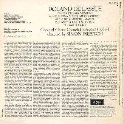 Argo ZRG 795 - Omnes De Saba Venient / Salve Regina Mater Miseri - Image 2