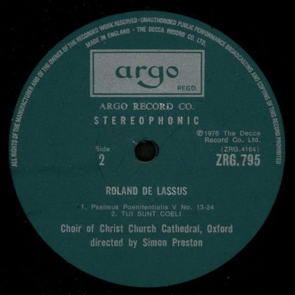 Argo ZRG 795 - Omnes De Saba Venient / Salve Regina Mater Miseri - Image 4