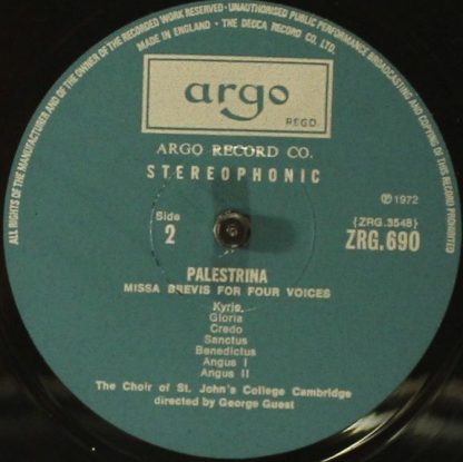 Argo ZRG 690 - Assumpta Est Maria / Missa Brevis - Image 4