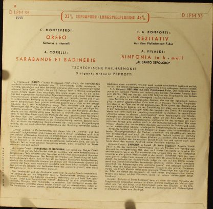 Supraphon LPM 35 - Orfeo / Sarabande Et Badinerie / Rezitativ Au - Image 2