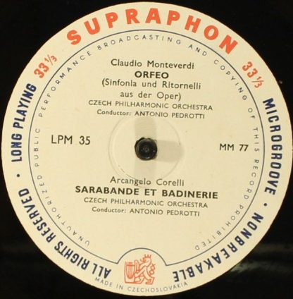 Supraphon LPM 35 - Orfeo / Sarabande Et Badinerie / Rezitativ Au - Image 3