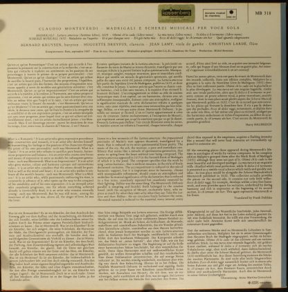 Valois MB 318 - Madrigali E Scherzi Musicali Per Voce Sola - Image 2