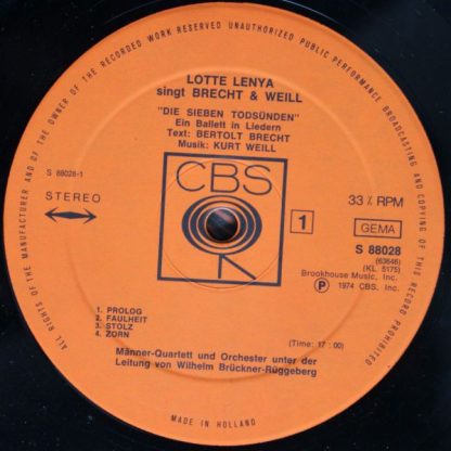 CBS 88 028 - Lotte Lenya Singt Brecht Und Weill - Image 3